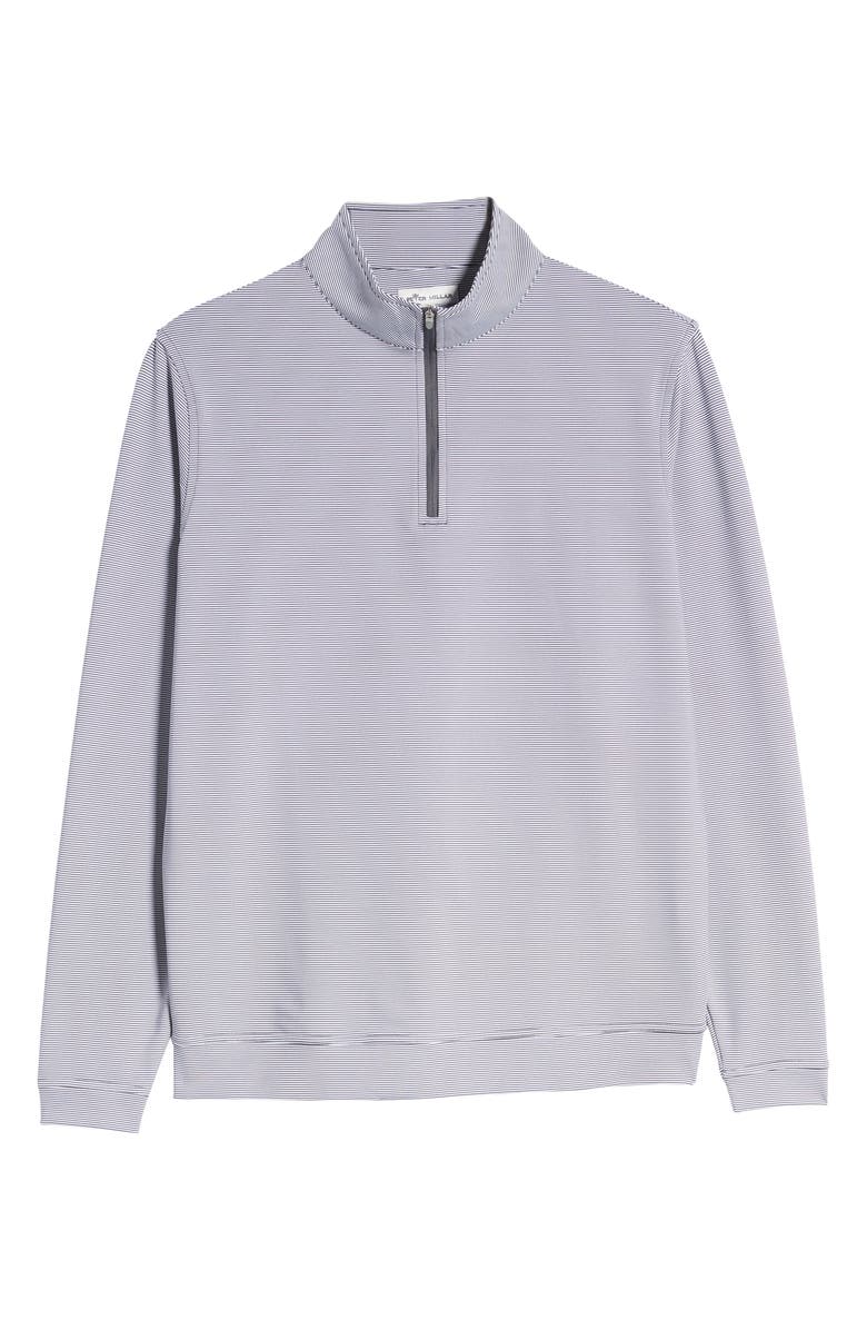 Peter Millar Perth Stripe Quarter Zip Performance Pullover, Alternate, color, Iron/White
