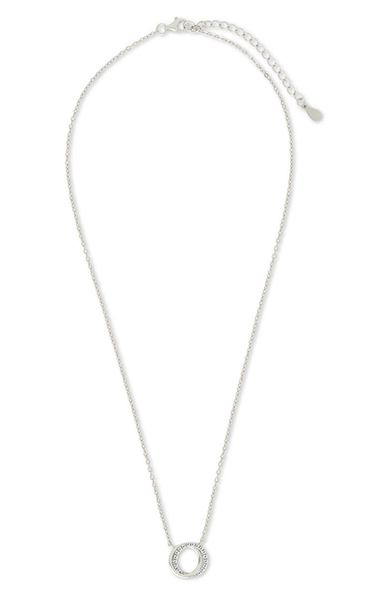 Sterling Forever Interlocking Cubic Zirconia Pendant Necklace, Alternate, color, Silver