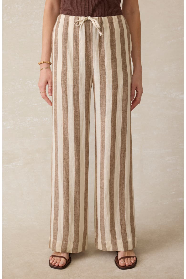 Palma Linen Stripe Drawstring Pants, Alternate, color, COCOA BEACH STRIPE
