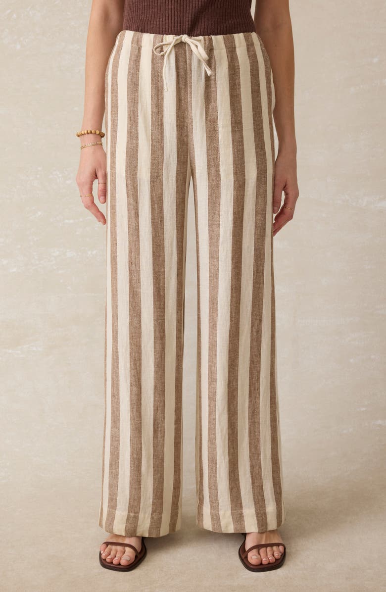 Faherty Palma Linen Stripe Drawstring Pants, Alternate, color, Cocoa Beach Stripe