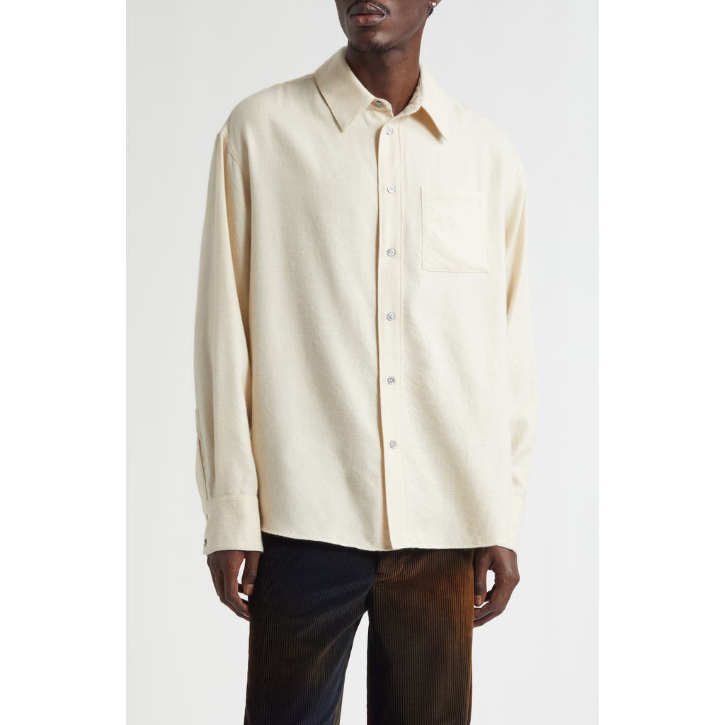 The Elder Statesman Pashimina Wool & Cashmere Button-up Shirt In White
