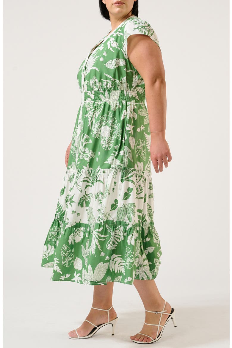 Amazonia Print Cotton Poplin Midi Shirtdress, Alternate, color, GREEN PRINT