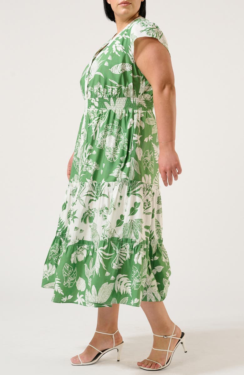 Estelle Amazonia Print Cotton Poplin Midi Shirtdress, Alternate, color, Green Print