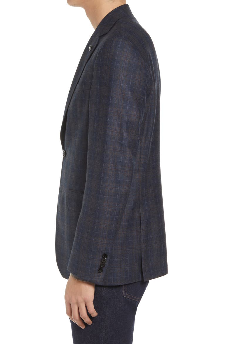 Konan Trim Fit Plaid Wool Sport Coat, Alternate, color, BLUE