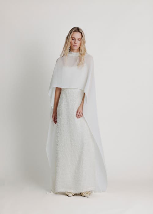 Alas High Neck Bridal Cape In White