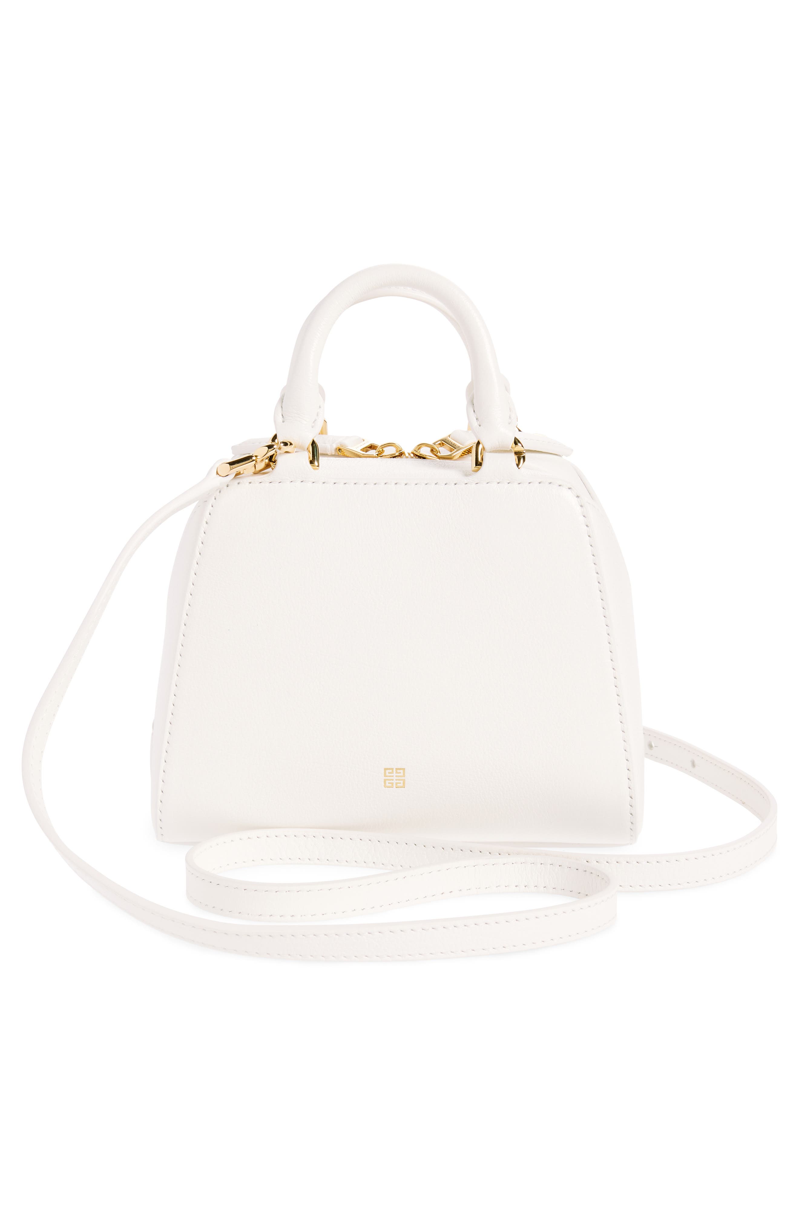 Nano Antigona Cube Leather Crossbody Bag, Alternate, color, IVORY