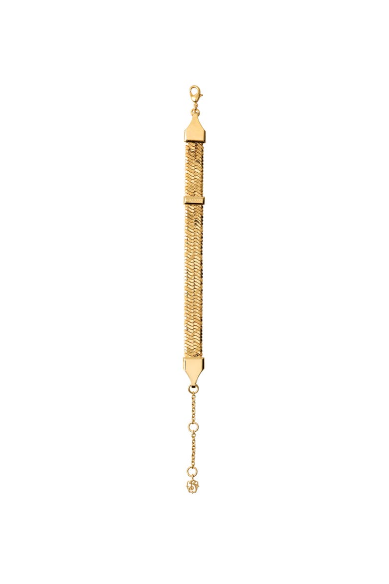 Engraved Check Bracelet, Alternate, color, Gold