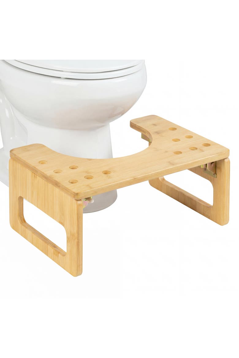 Koji 7 in. H Handcrafted  Foldable Space-Saving Squat Toilet Potty Step Stool, Main, color, Natural