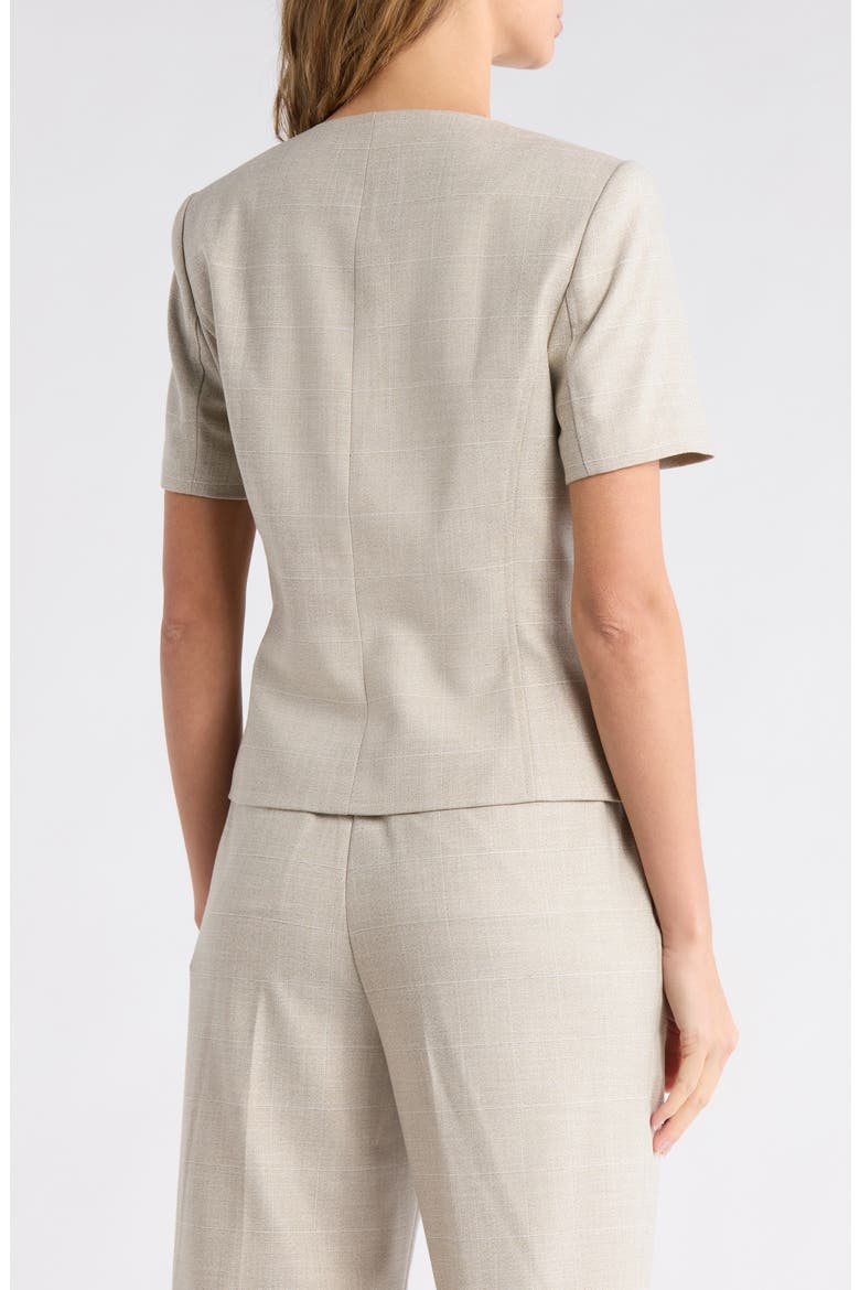 Windowpane Short Sleeve Mélange Jacket, Alternate, color, PEBBLE/ WHITE COMBO