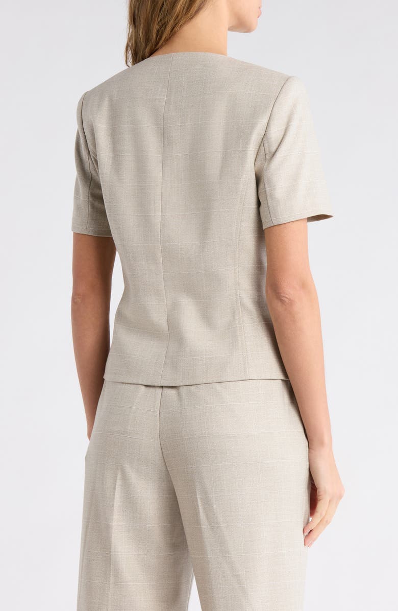 DKNY Windowpane Short Sleeve Mélange Jacket, Alternate, color, Pebble/ White Combo