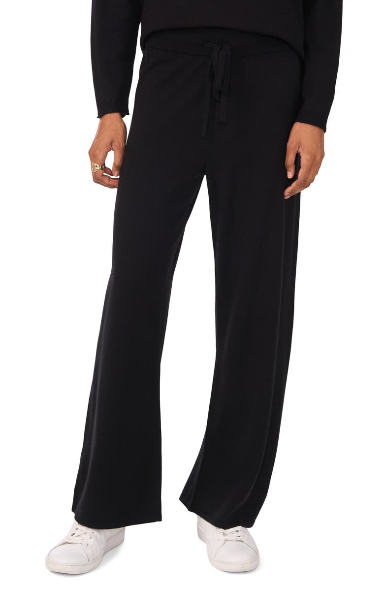 Vince Camuto High Waist Knit Sweatpants, Main, color, Rich Black