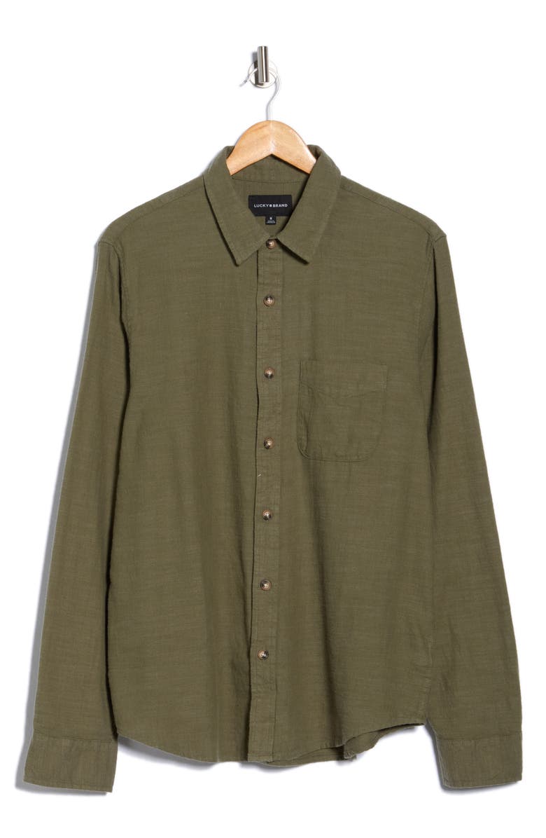 Lucky Brand San Gabriel Slub Twill Button-Up Shirt, Alternate, color, Winter Moss Green
