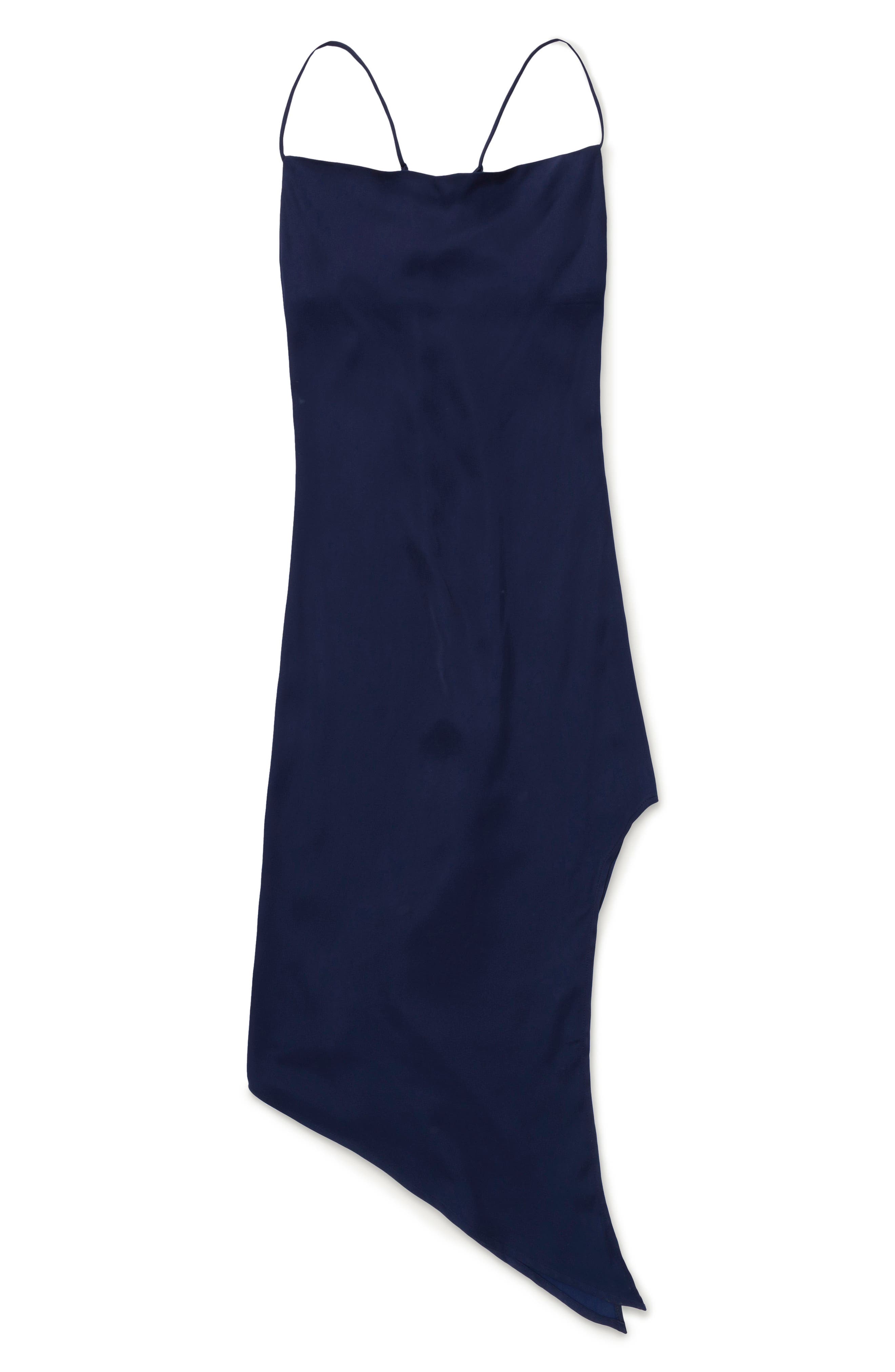 HONOR THE GIFT Curved Asymmetric Slipdress in Blue 