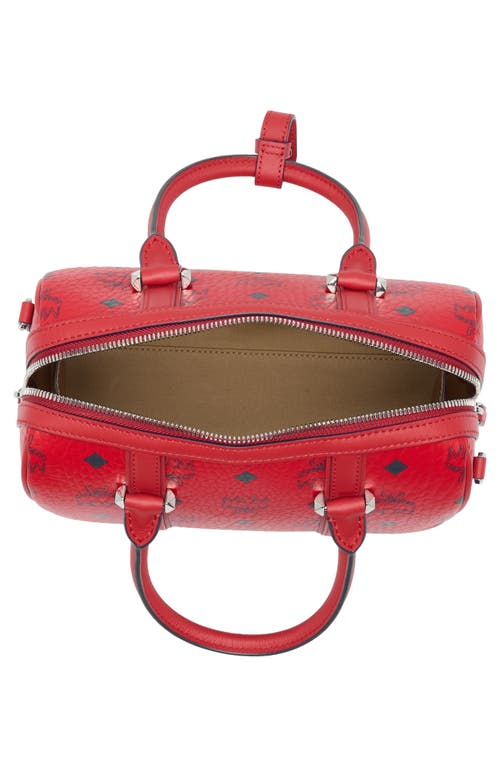 Mcm Aren Visetos Barrel Bag In Candy Red