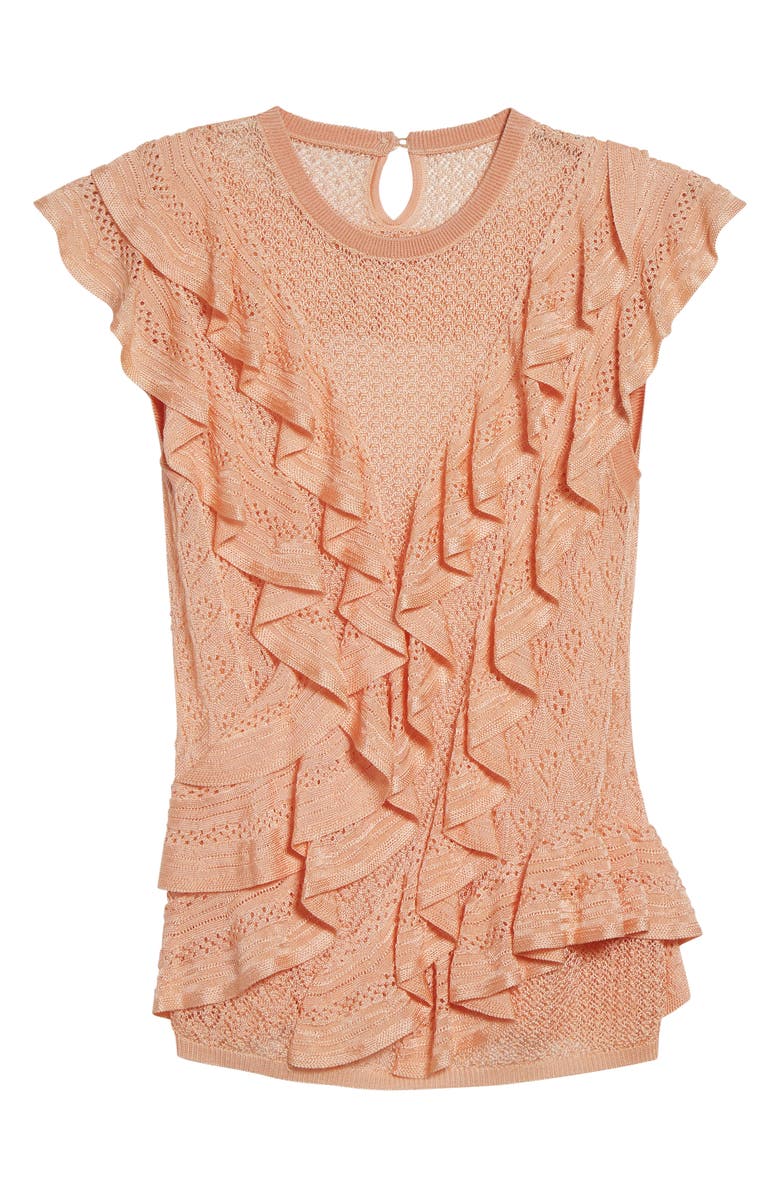 Ulla Johnson Angelica Ruffle Detail Sleeveless Sweater, Alternate, color, Peony