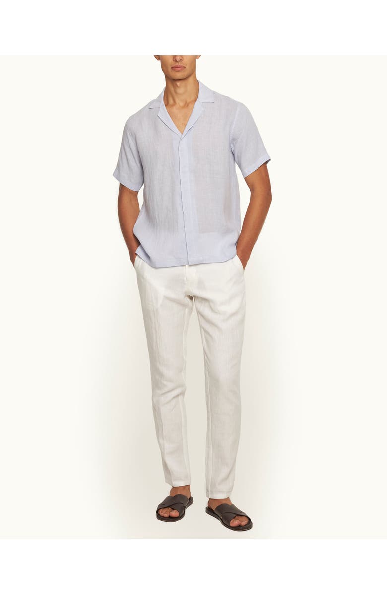 Orlebar Brown Griffon Lino Tailored Fit Smart Italian Linen Trousers, Main, color, White Sand