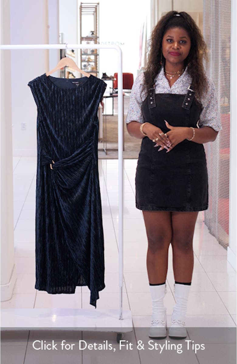 Cap Sleeve Asymmetric Burnout Velvet Midi Dress, sales video thumbnail