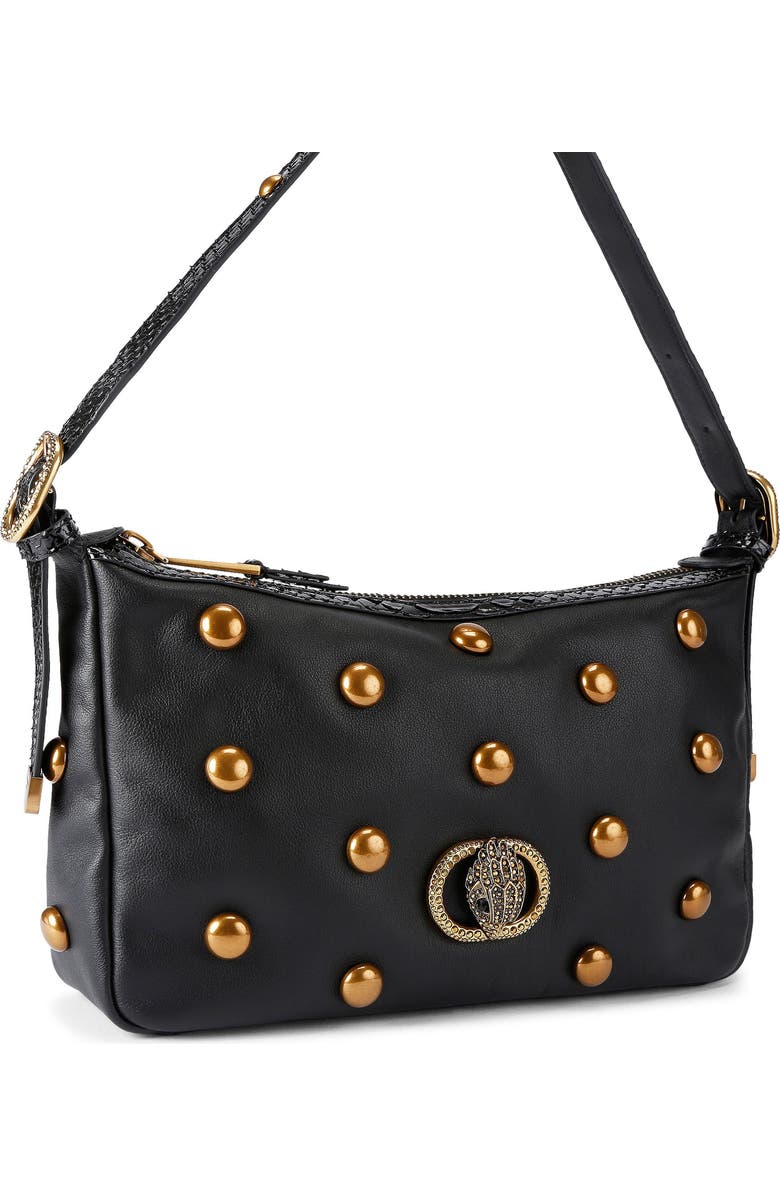 Kurt Geiger London Chelsea Stud Soft Leather Shoulder Bag, Alternate, color, Charcoal
