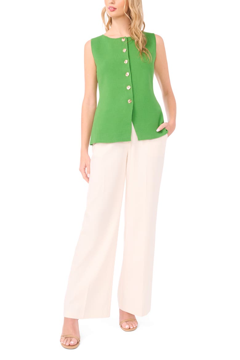 Sleeveless Button-Up Shirt, Alternate, color, GREEN BEE