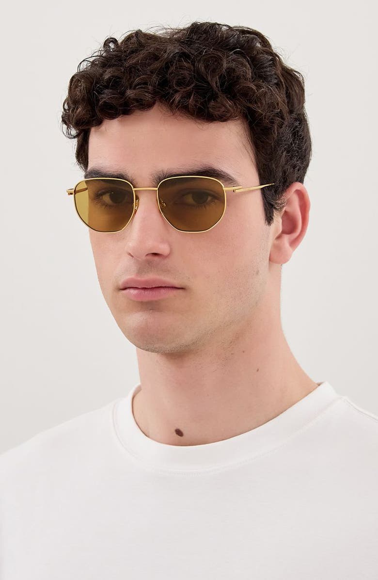 Bottega Veneta 52mm Round Sunglasses, Alternate, color, Gold