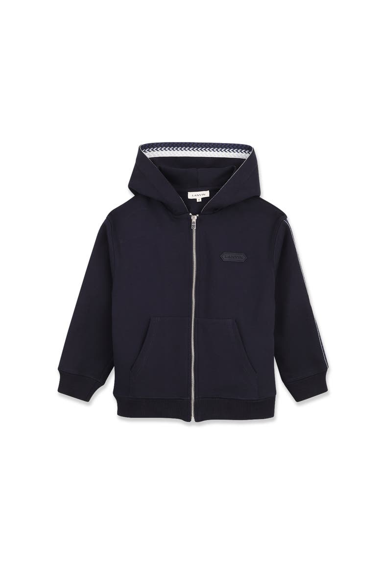 Kids Embroidered Zip-Up Hoodie In Cotton, Alternate, color, Black