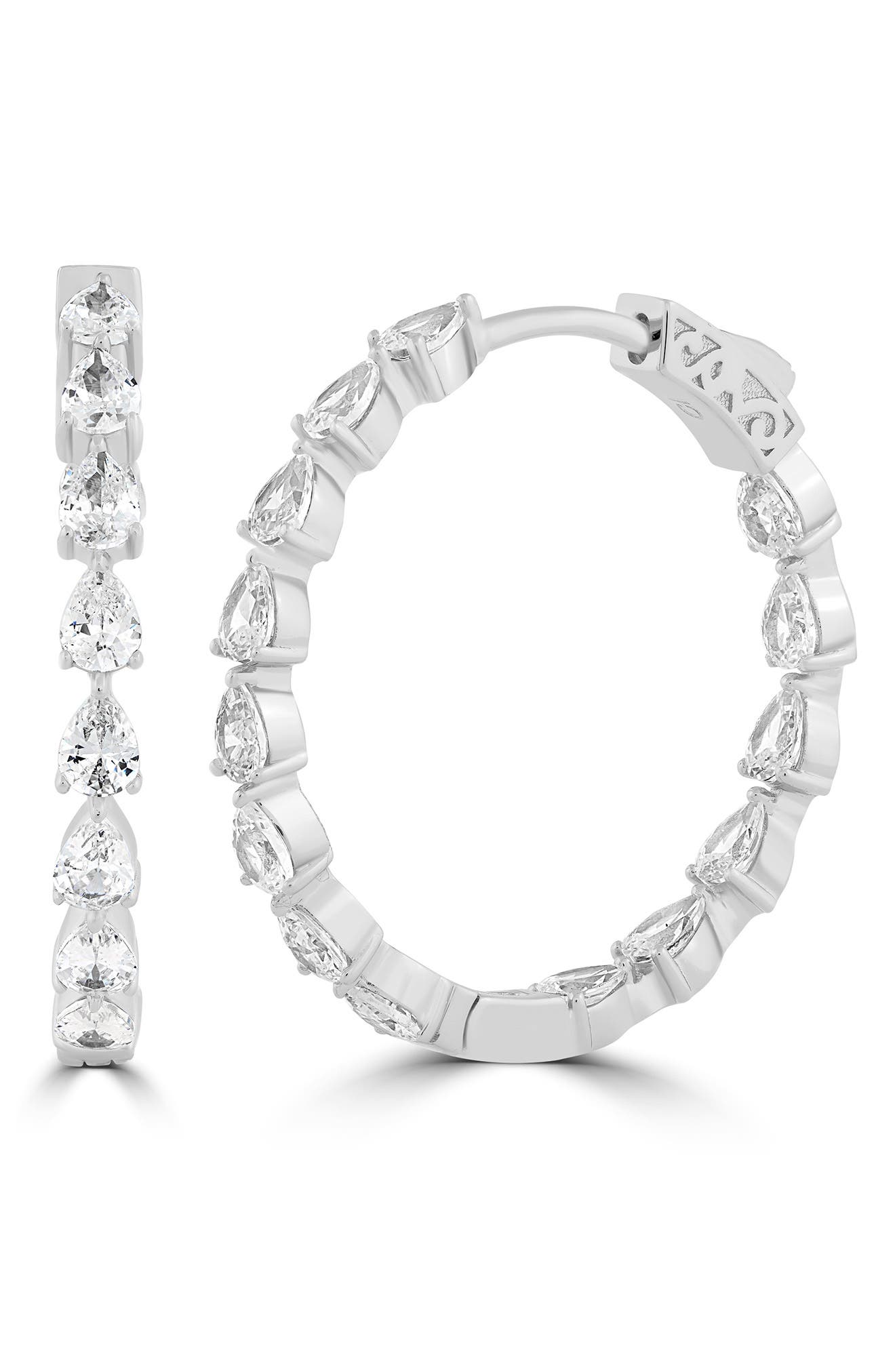 Pear Cubic Zirconia Hoop Earrings