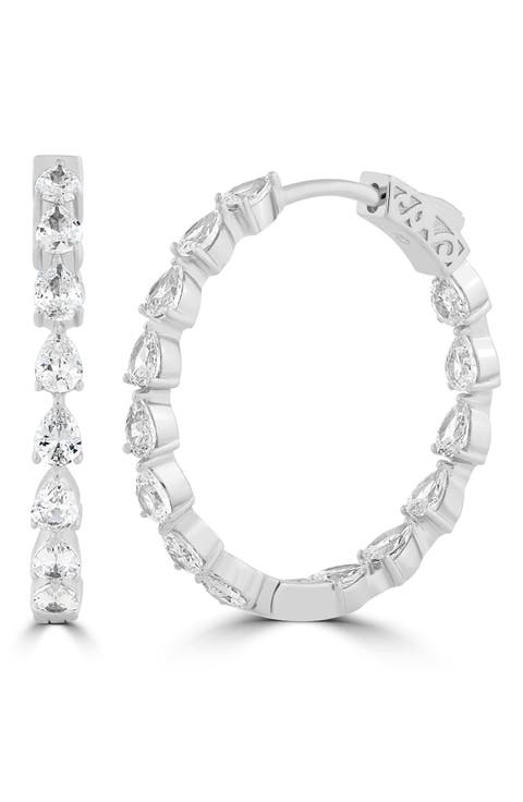 Pear Cubic Zirconia Hoop Earrings