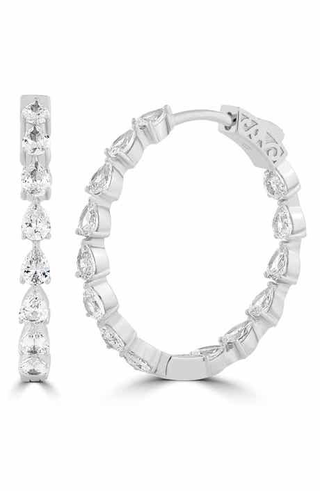 Pear Cubic Zirconia Hoop Earrings
