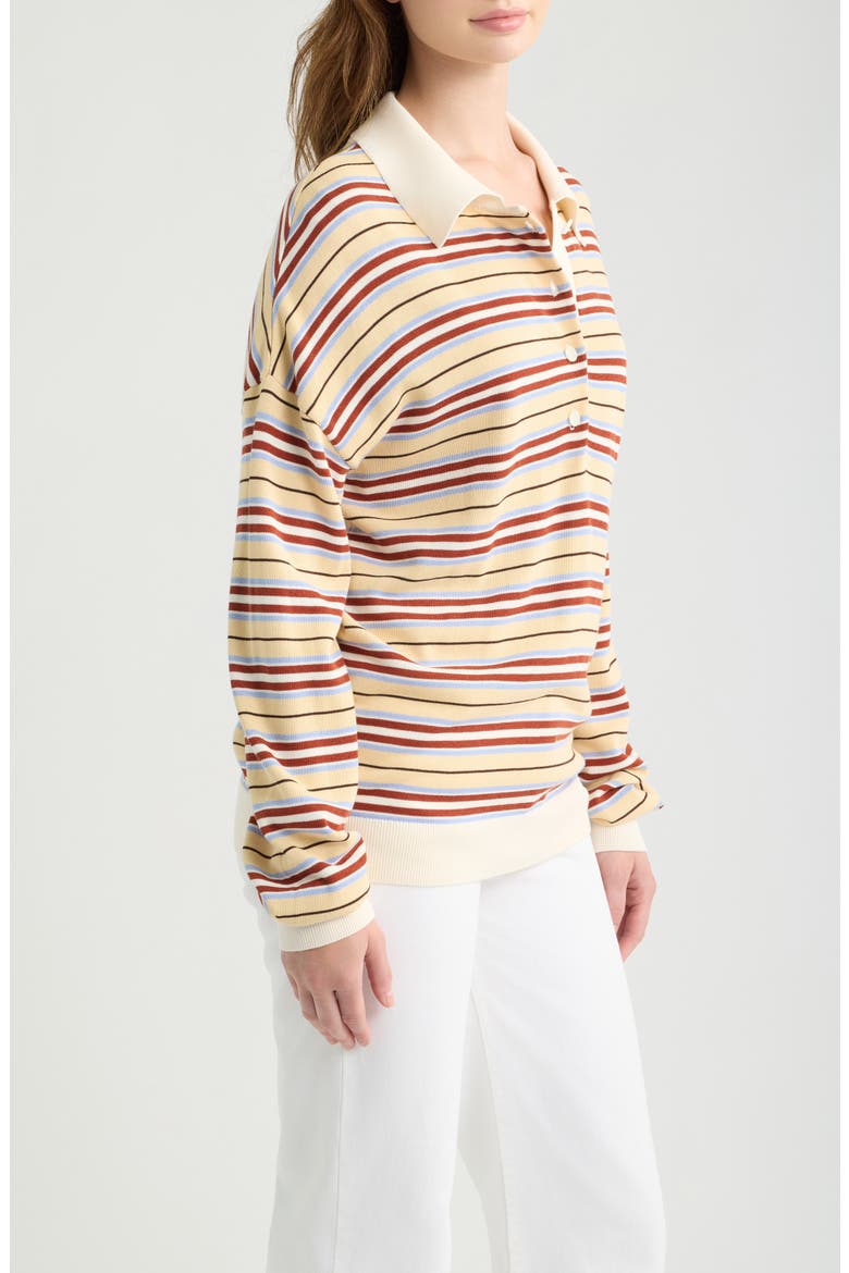 Harlow Oversized Striped Polo, Alternate, color, CILA STRIPE BUTTER