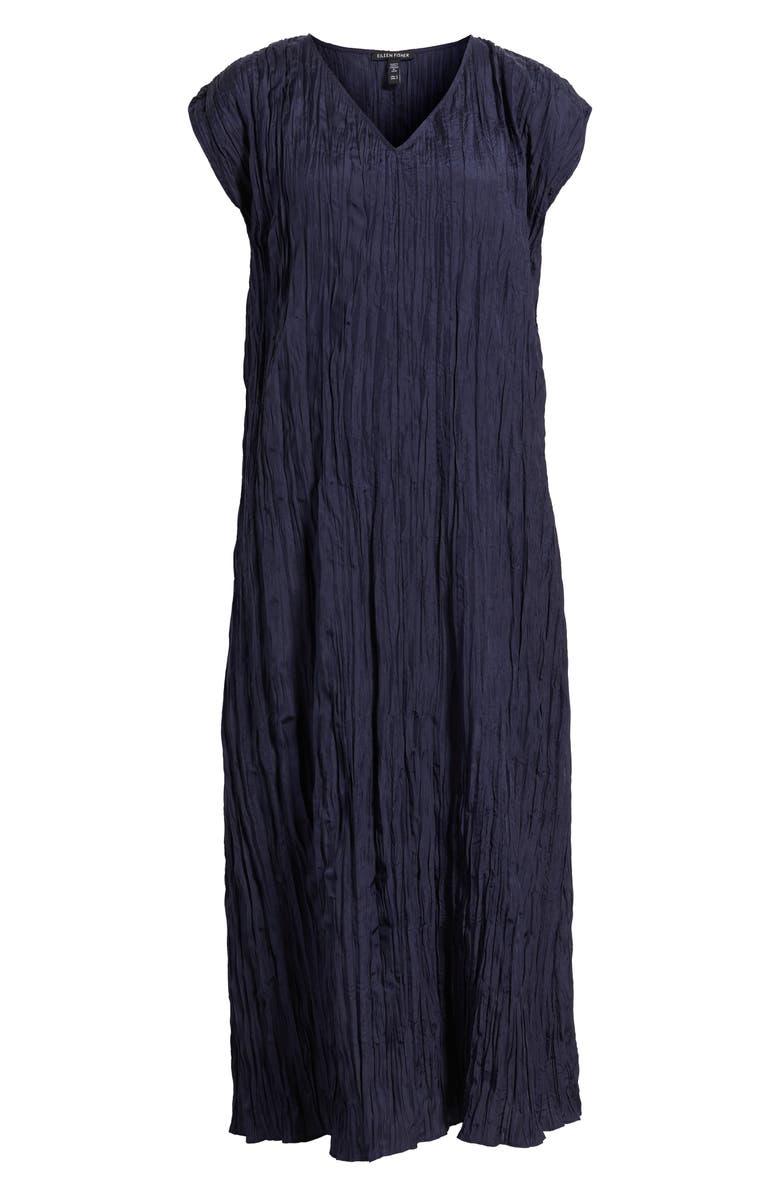 Eileen Fisher Cap Sleeve Silk Maxi Dress, Main, color, Ink