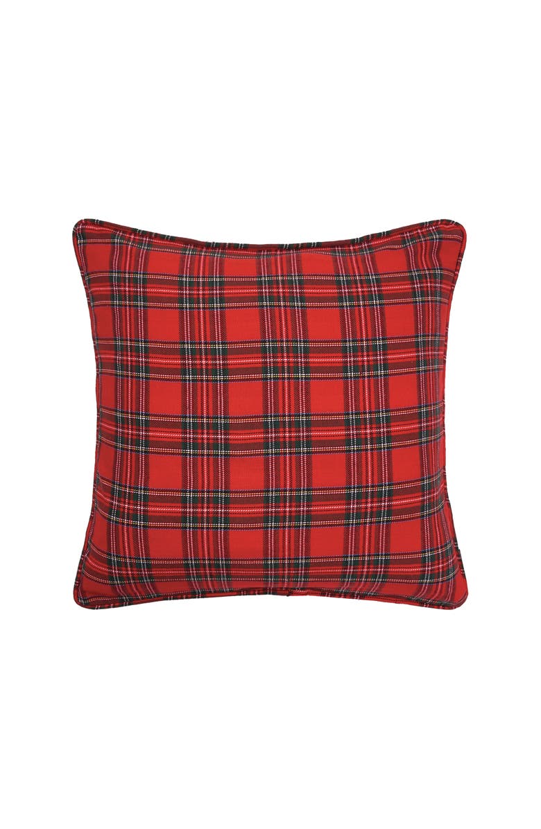 C&F Home Arlington Crimson Red Plaid Christmas Cotton Blend Accent Throw Pillow 20" x 20", Main, color, Red