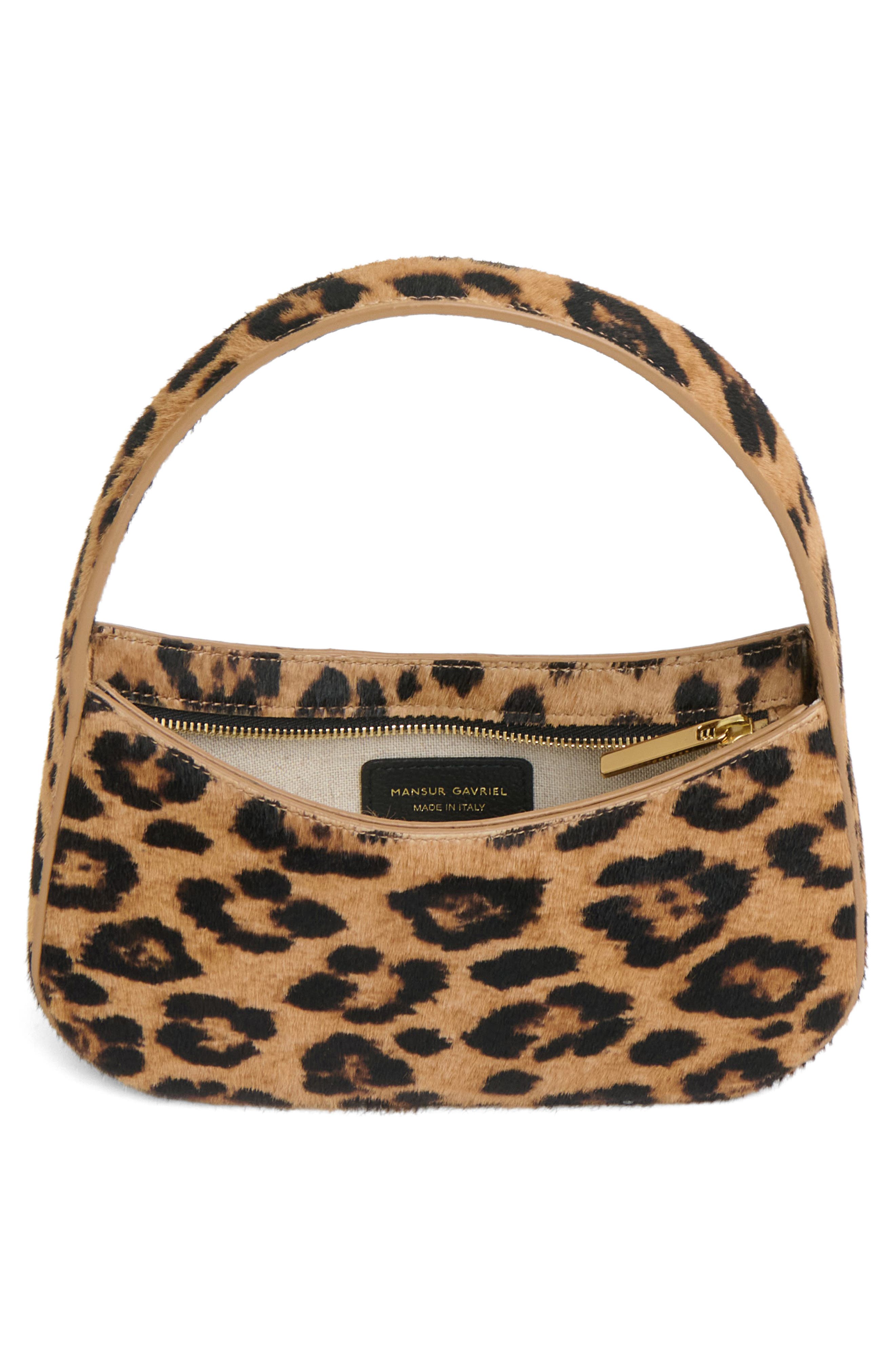 Mansur Gavriel Bonbon Leopard Genuine Calf Hair Shoulder Bag, Alternate, color, Leopard