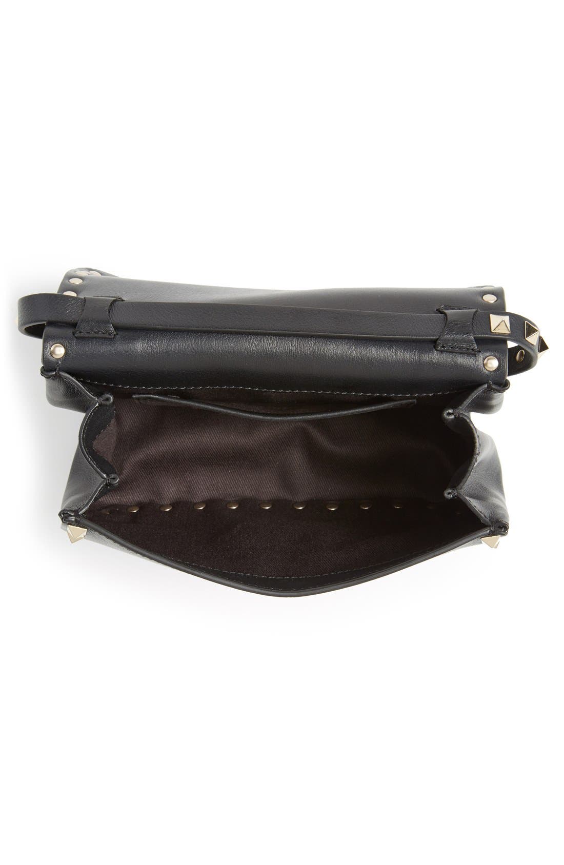 'Mini Rockstud' Crossbody Bag, Alternate, color, BLACK