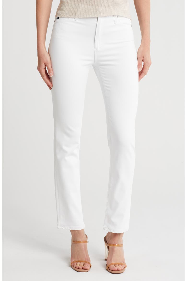 Mari High Waist Slim Straight Leg Jeans, Main, color, WHITE