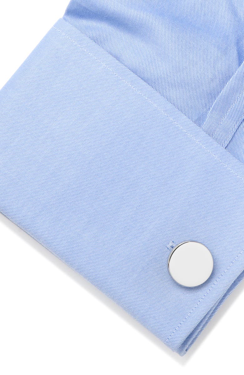 Cufflinks, Inc. Engravable Round Cuff Links, Alternate, color, Silver