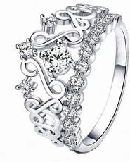 DLORIA Princess Crown Ring with Cubic Zirconia Stones