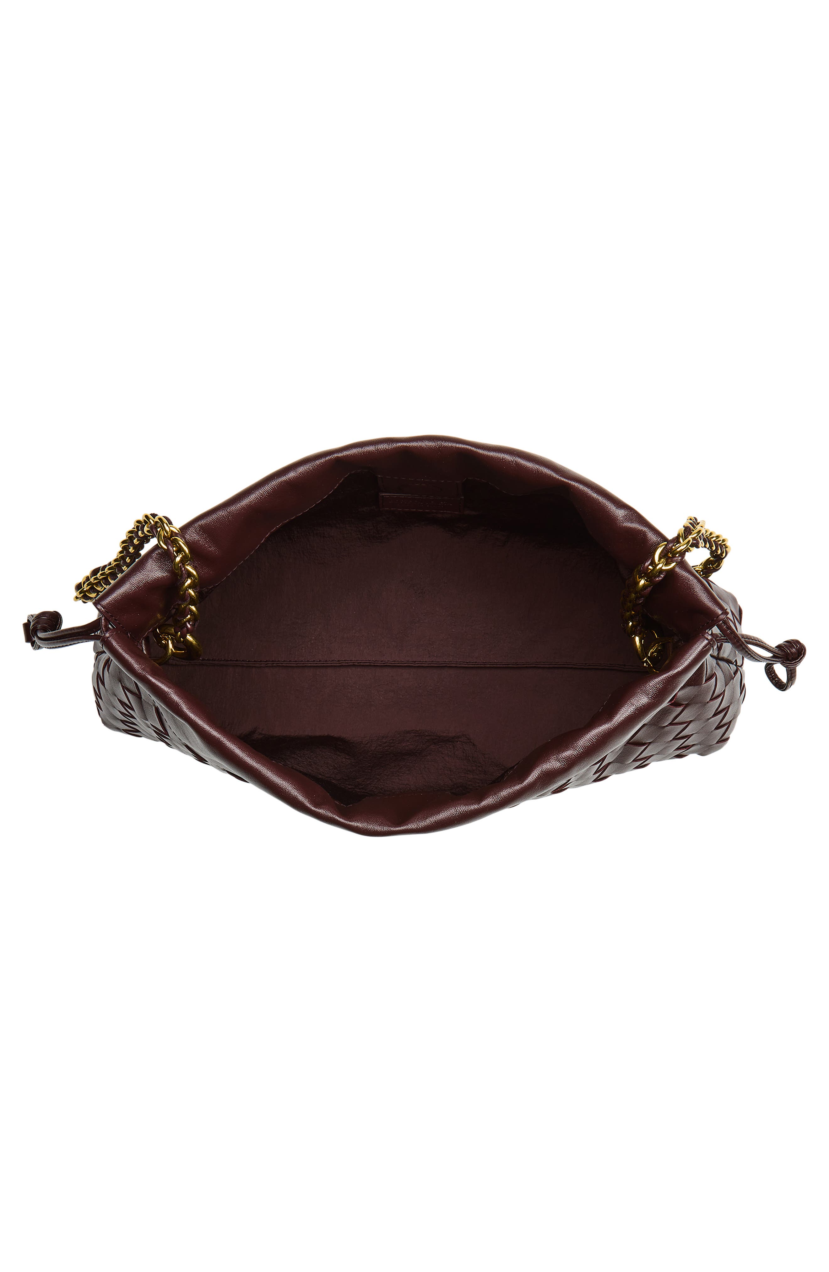 Bottega Veneta Dustbag Intrecciato Leather Shoulder Bag, Alternate, color, 2264 Dark Barolo-M Brass