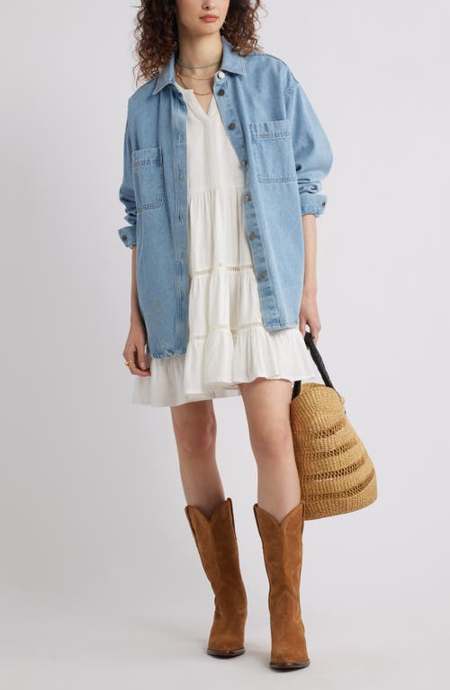 Shop Treasure & Bond Ladder Stitch Accent Linen Blend Tiered Minidress