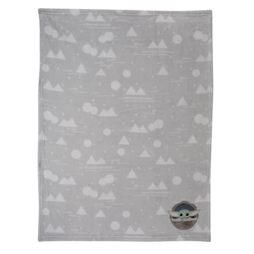 Lambs & Ivy Star Wars Mandalorian The Child/baby Yoda Fleece Baby Blanket In Gray