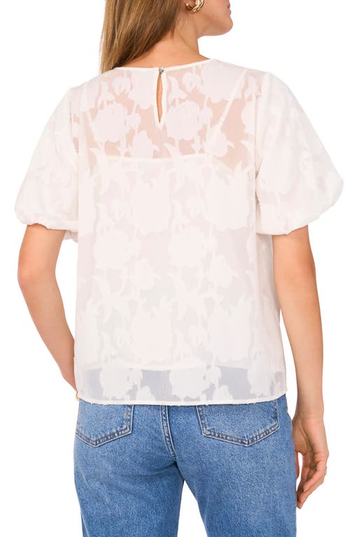Vince Camuto Puff Sleeve Jacquard Chiffon Top In New Ivory