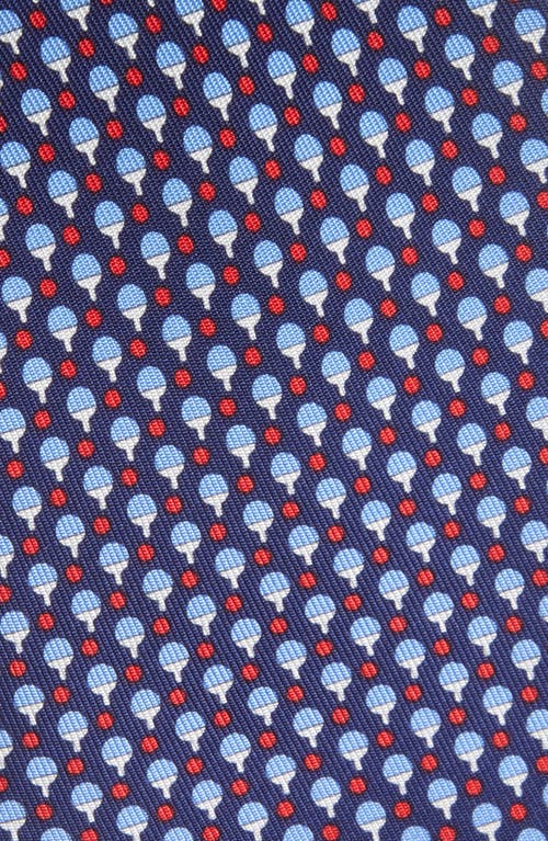 Ferragamo Zac Table Tennis Print Silk Tie In Blue