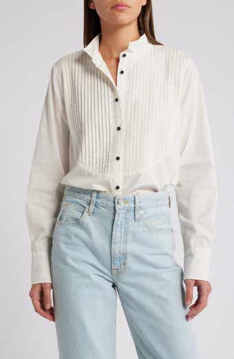 Pleated Tuxedo Button-Up Shirt