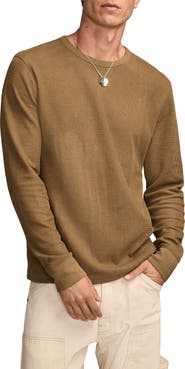 Lucky Brand Duofold Textured Long Sleeve Cotton T-Shirt