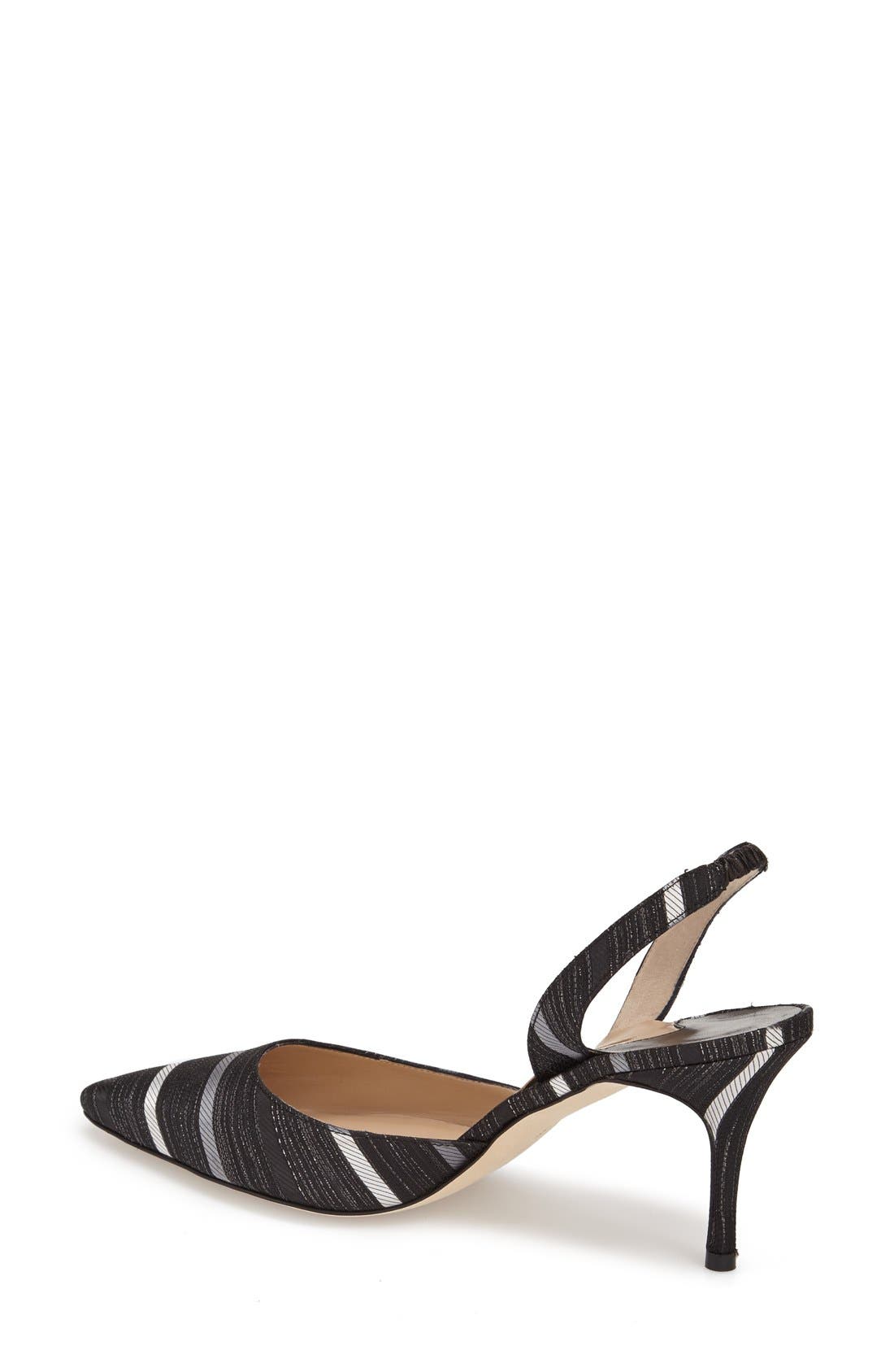'Carolyne' Pointy Toe Slingback Pump, Alternate, color, BLACK/ SILVER FLORAL