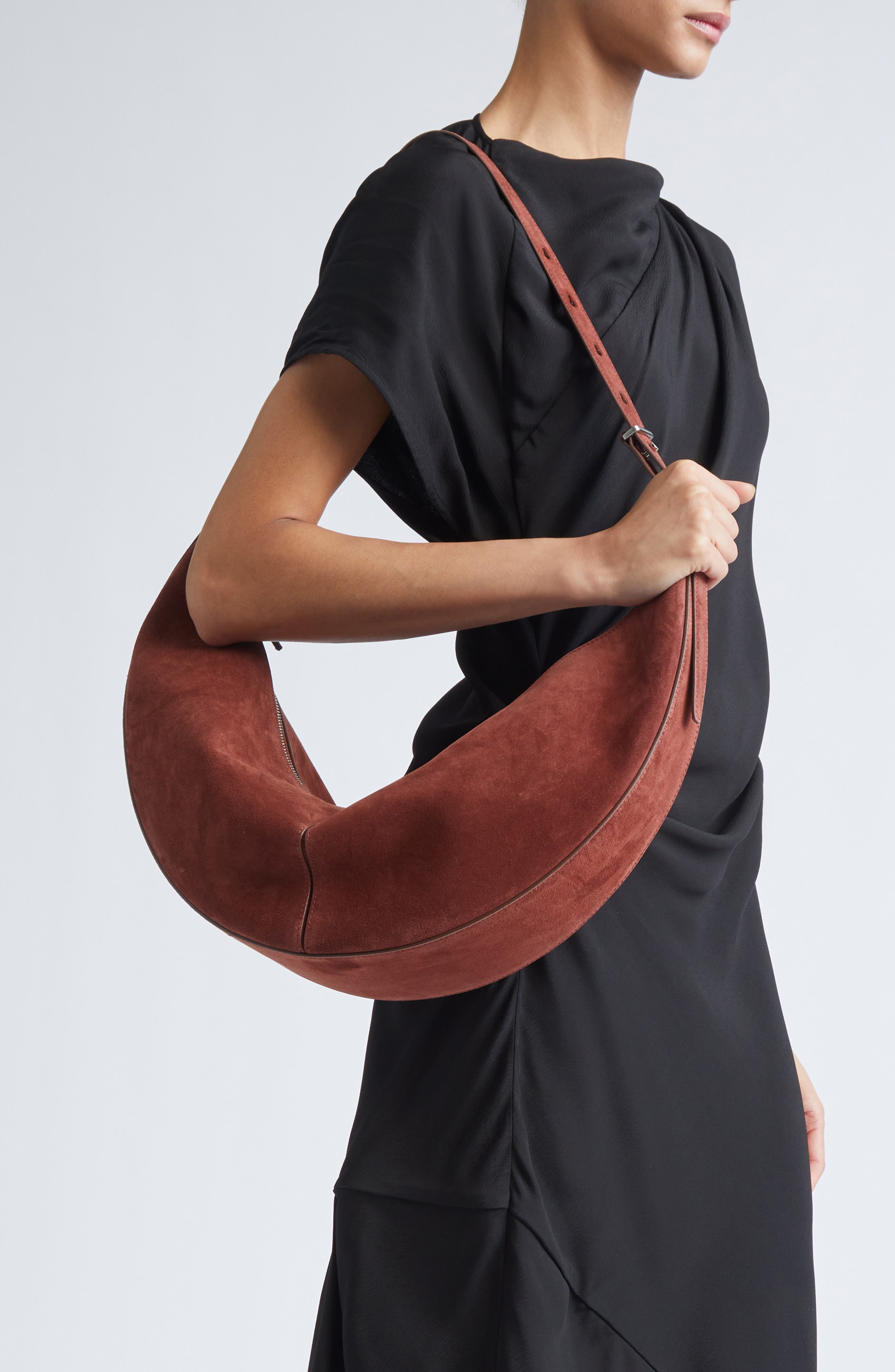 Proenza Schouler Slide Suede Hobo Bag, Alternate, color, Rust