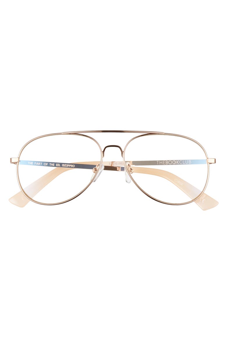 The Fart of the Eel 57mm Blue Light Blocking Reading Glasses, Alternate, color, ROSE GOLD