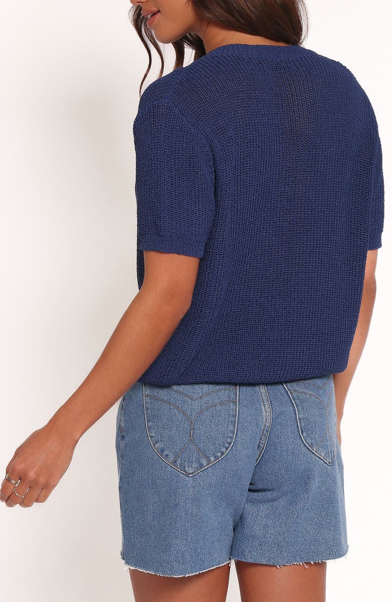 Petal & Pup Gemma Bow Accent Short Sleeve Cardigan, Alternate, color, Navy