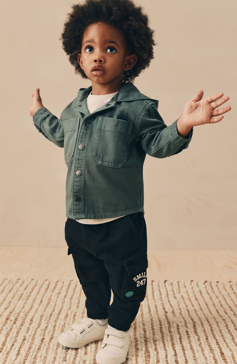 NEXT Kids' Hooded Cotton Shacket & Graphic T-Shirt Set, Alternate, color, White