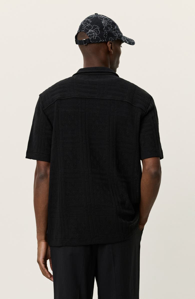 Les Deux Hector Cotton Blend Pointelle Short Sleeve Shirt, Alternate, color, Black