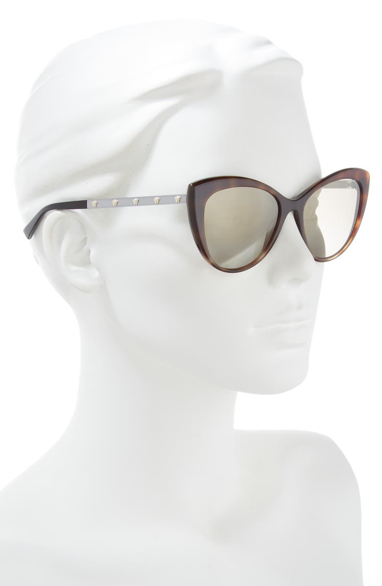 Versace Medusa 57mm Cat Eye Sunglasses, Alternate, color, Dark Havana